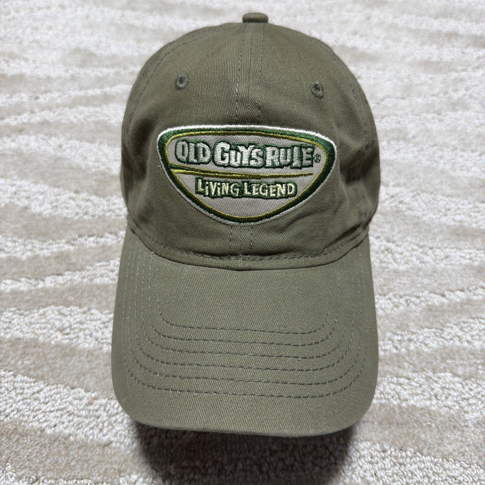 Old Guys Rule Living Legend Strapback Baseball Cap Green 1 Size Embroidered EUC