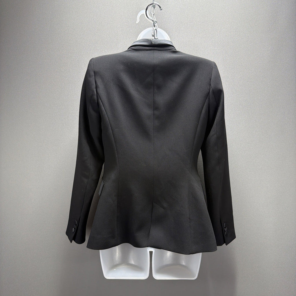 Zara Womens Small Black Tuxedo Blazer Satin Shawl Collar Jacket NWT Made In Spai