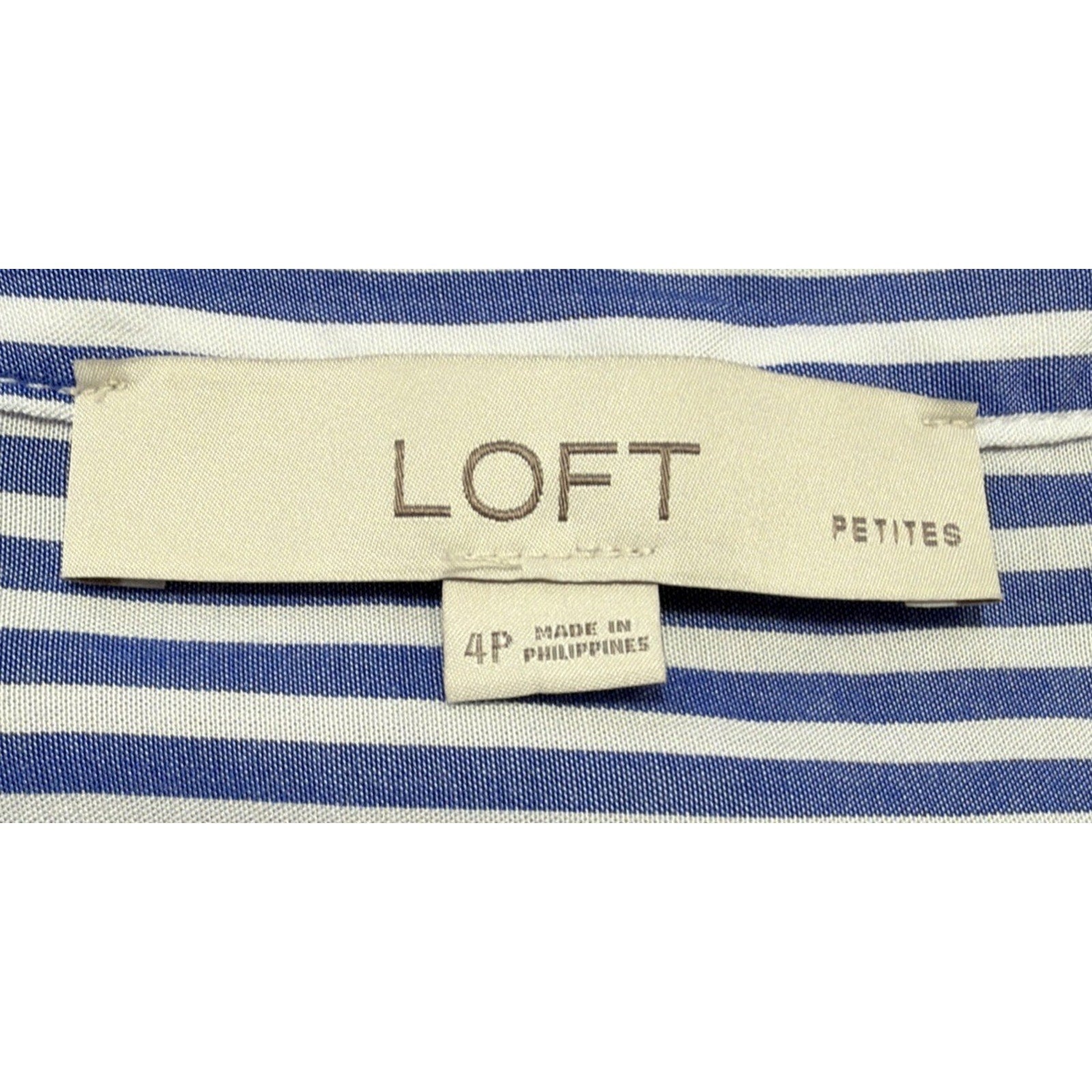 Ann Taylor LOFT Flutter Sleeve Button Front Dress Blue White Stripes Size 4 Pet