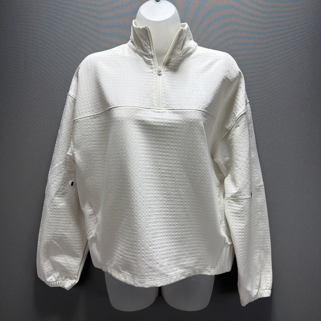 The North Face Women's Tekware Grid 1/4 Zip Jacket White Dune Size Small Stretch