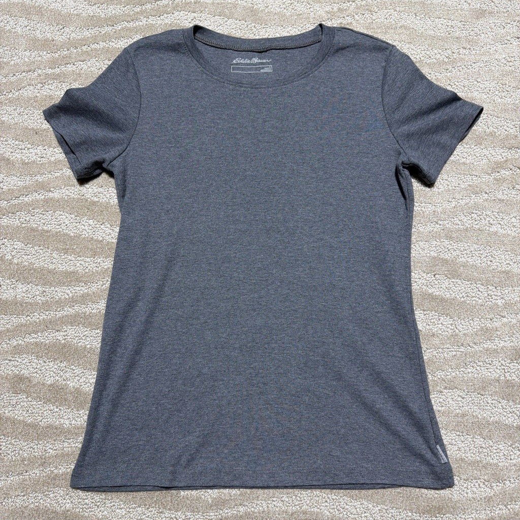 Eddie Bauer Womens L T Shirt Gray Active Solid Tee Short Sleeve Top