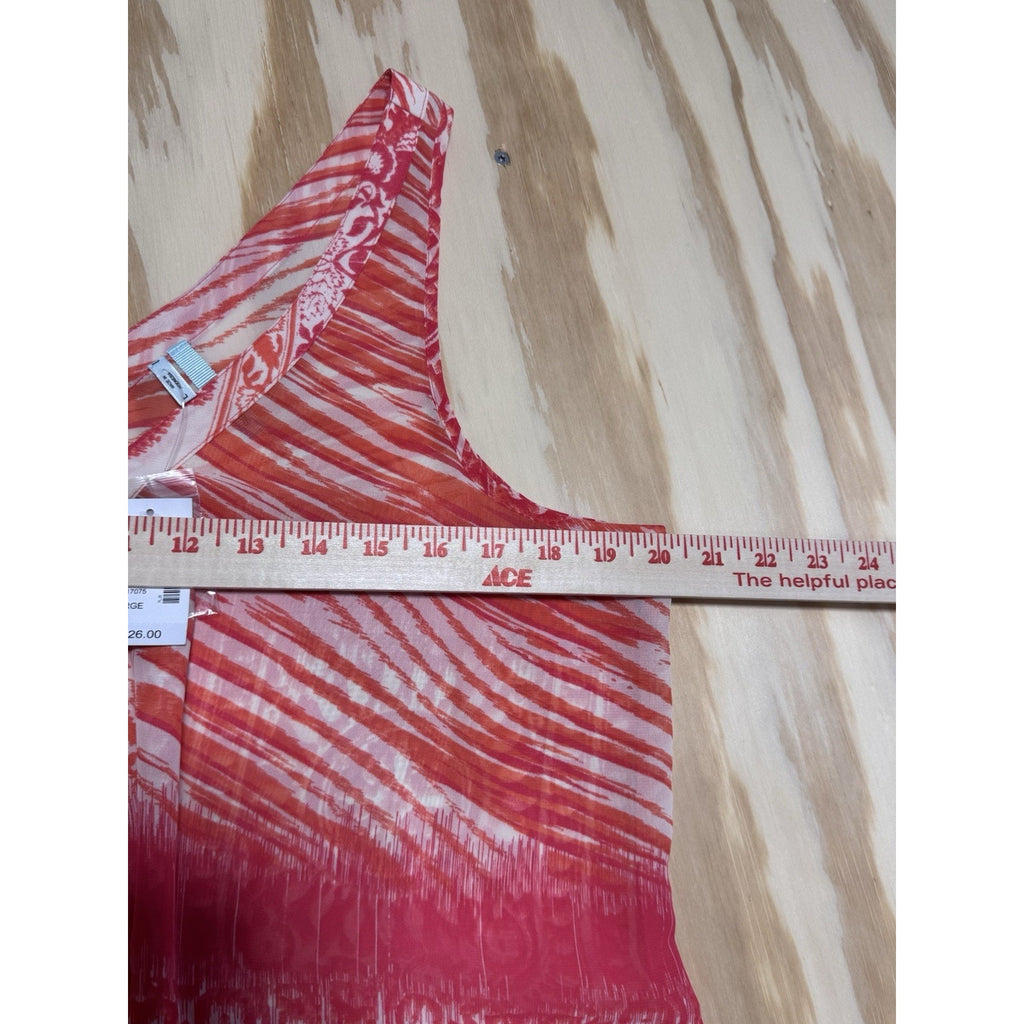 Maurices Women’s Large Sleeveless Button Front Hi Low Tank Top Pink Orange New