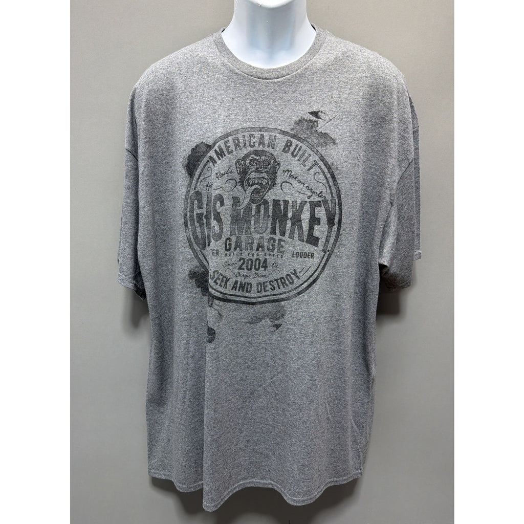 Gas Monkey Garage T-shirt Sz 2XL Adult Grey Gray Graphics T Dallas Texas 2004