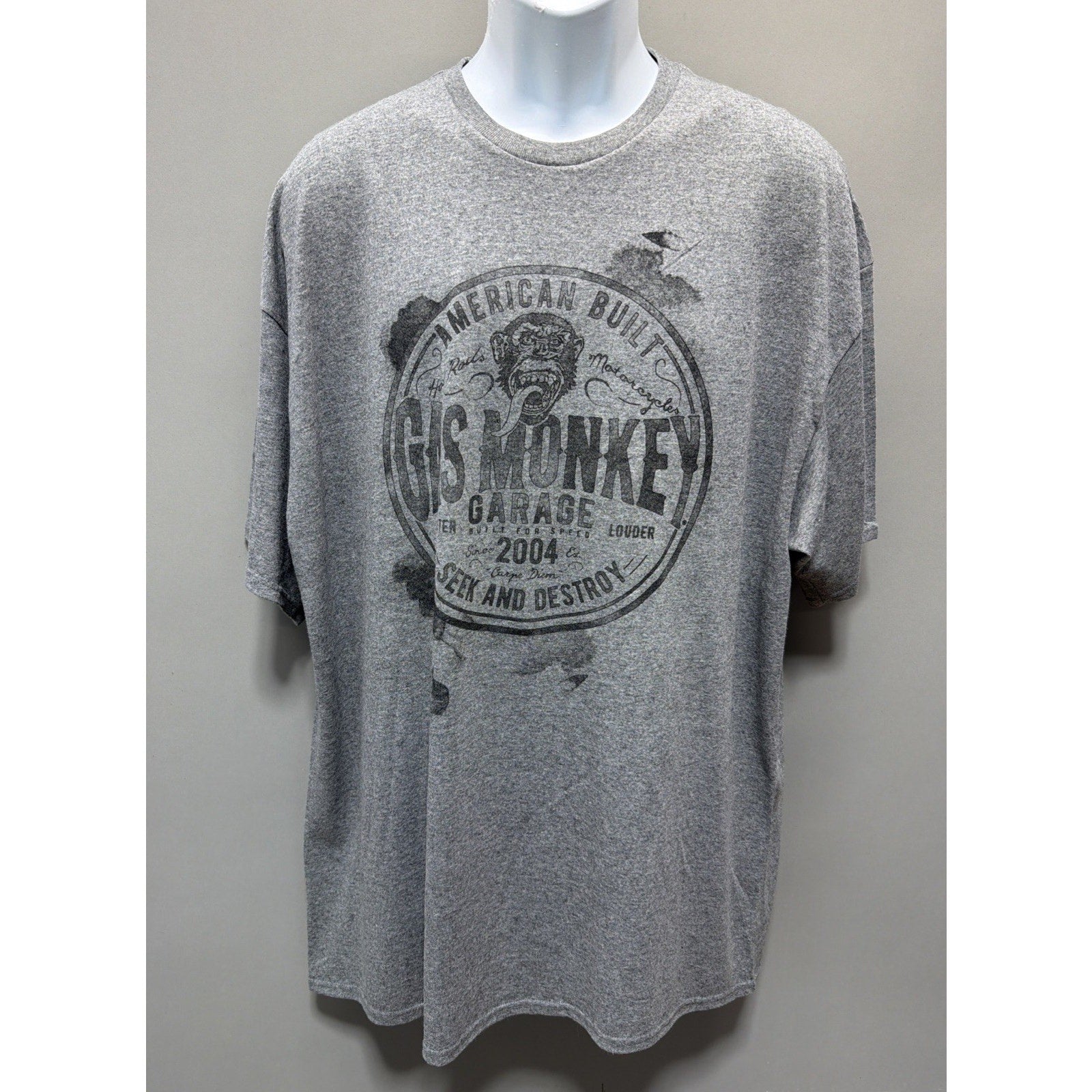 Gas Monkey Garage T-shirt Sz 2XL Adult Grey Gray Graphics T Dallas Texas 2004
