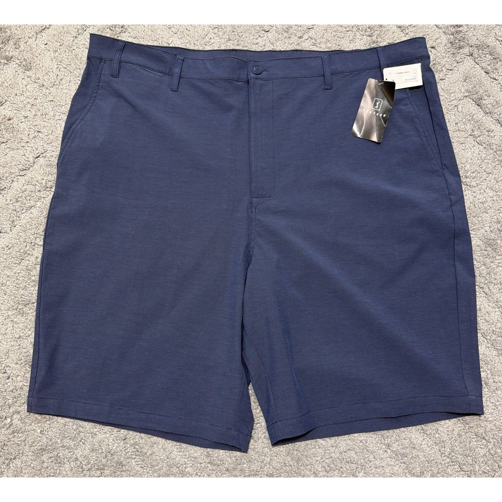 PGA Tour Course Comfort 4-Way Stretch Men's Golf Shorts 46 NWT Navy Blue