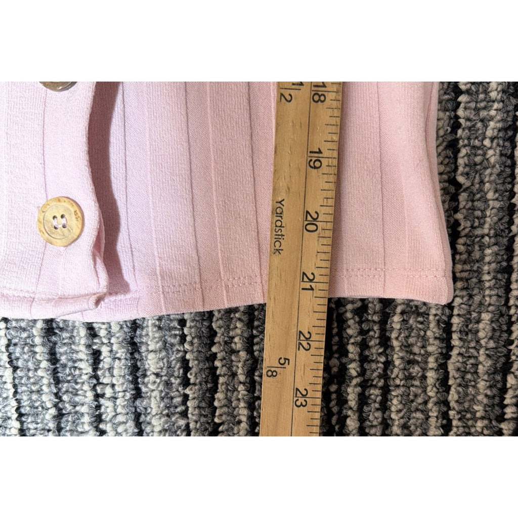 Free People Top Blush Scoop Neck Ribbed Button Front 3/4 Sleeve Small Stretch