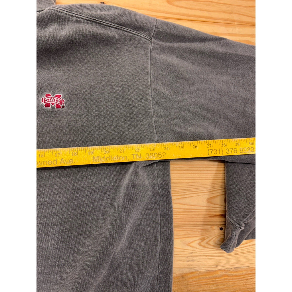 Mississippi State 1/4 Zip MSU Gray Pullover Size Men’s X-Large see Stain Pic