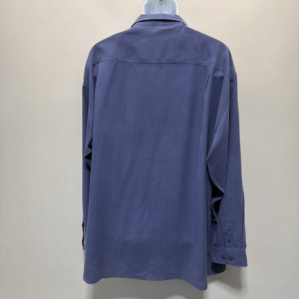 Tulliano Men's 100% Silk Blue Button Down Shirt Size 3XL NWT