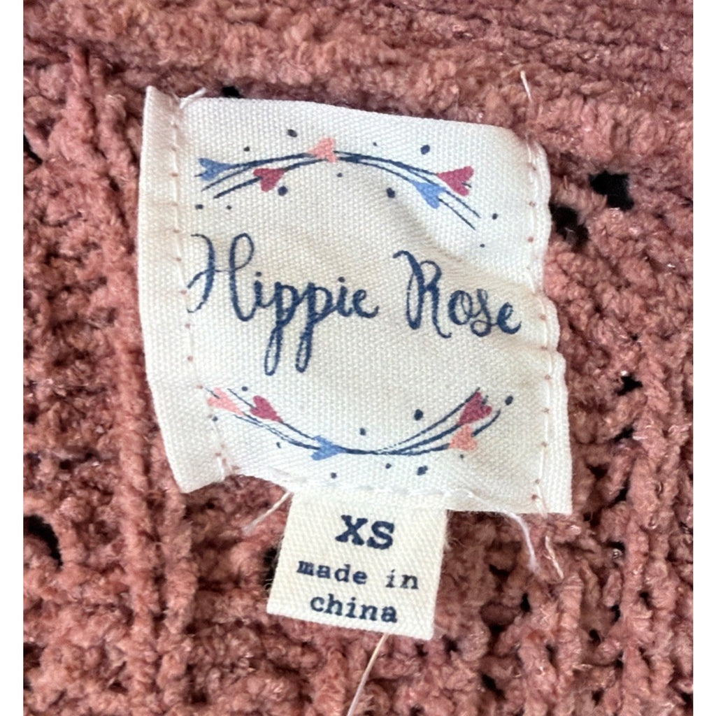 New Hippie Rose Sweater Womens XS Cardigan Open Mauve Boho Long Pockets L/S