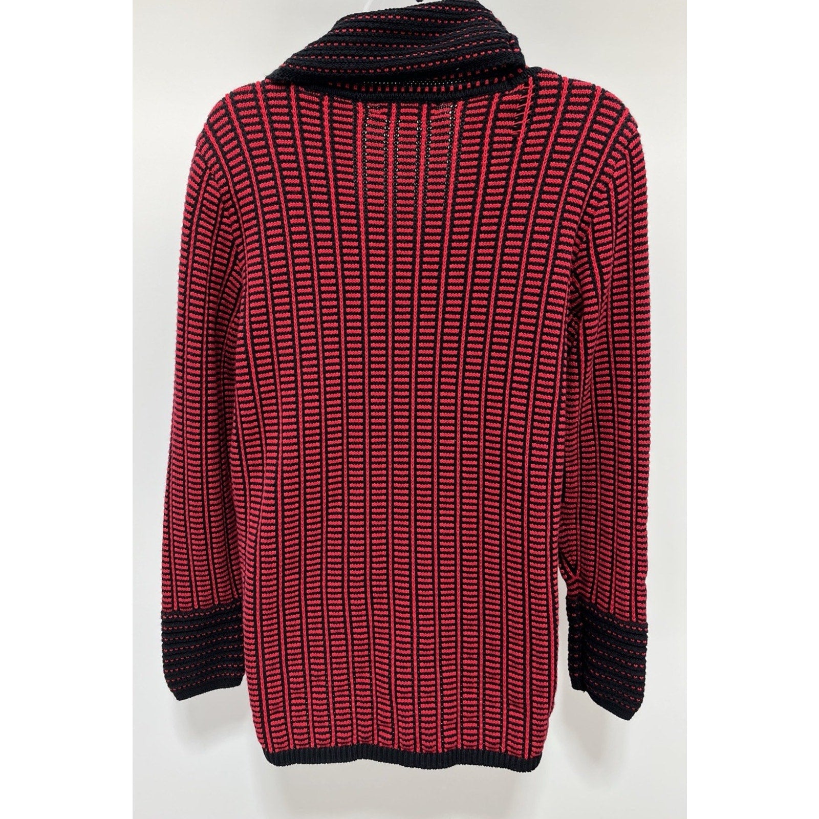Calvin Klein Red & Black Cowl Neck Pullover Sweater Cotton Women’s M Preowned
