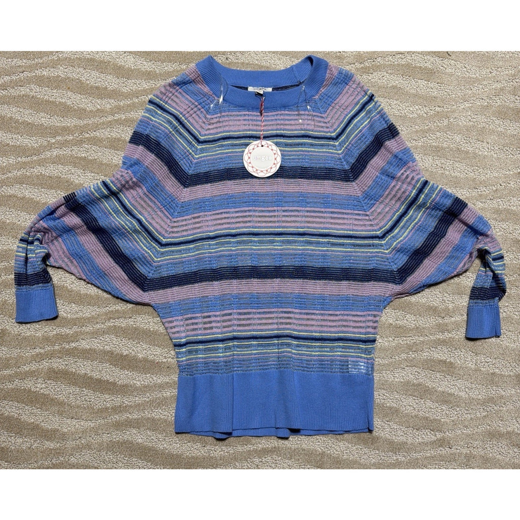 Umgee Striped Beach Cover Up Long Sleeve Size S Oversized Vacation Top NWT