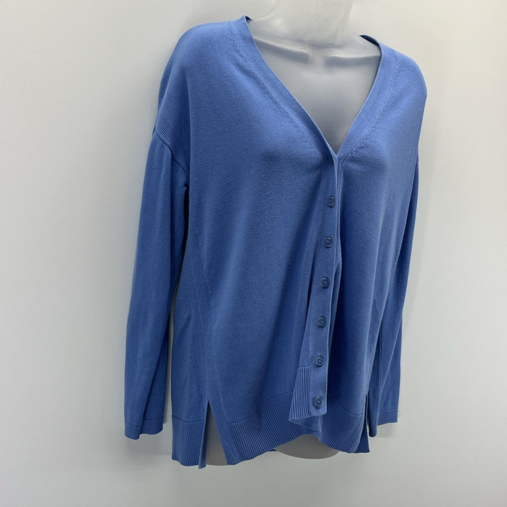 Talbots Button down Cardigan Womens M 3/4 Periwinkle Sleeve V Neckline