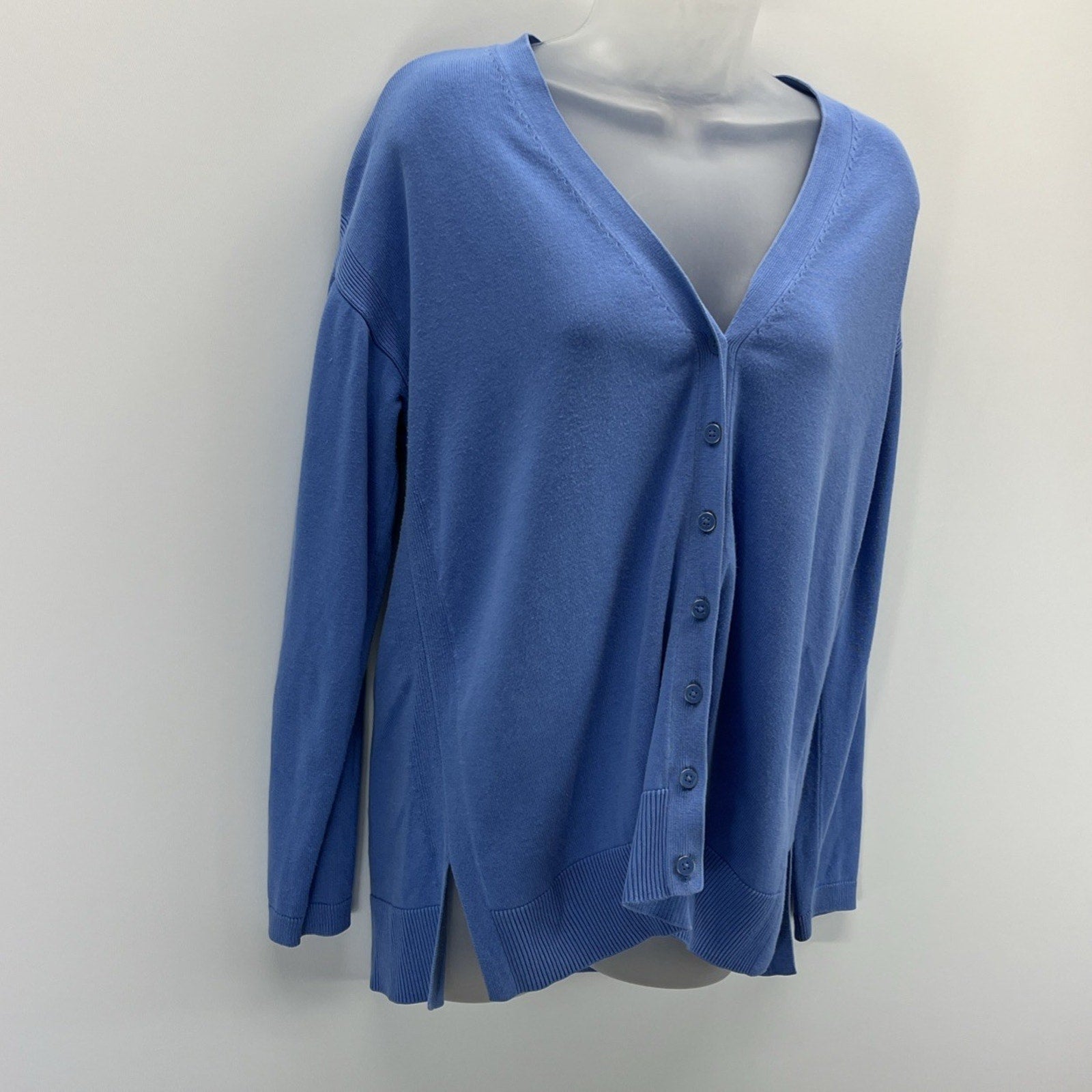 Talbots Button down Cardigan Womens M 3/4 Periwinkle Sleeve V Neckline