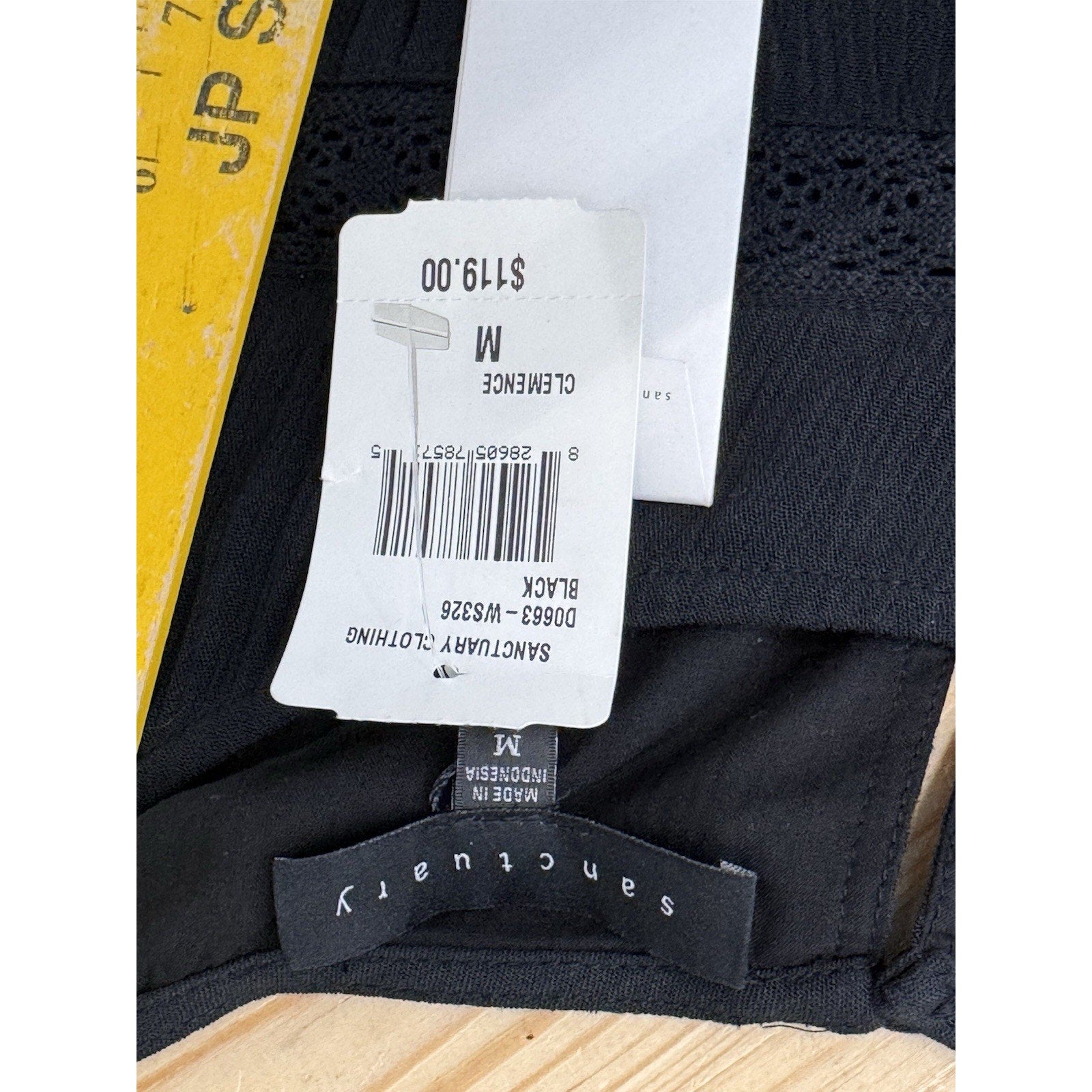 Sanctuary Black 3/4 Sleeve Detailed Lined Rayon Shift Dress Women’s Size M NWT