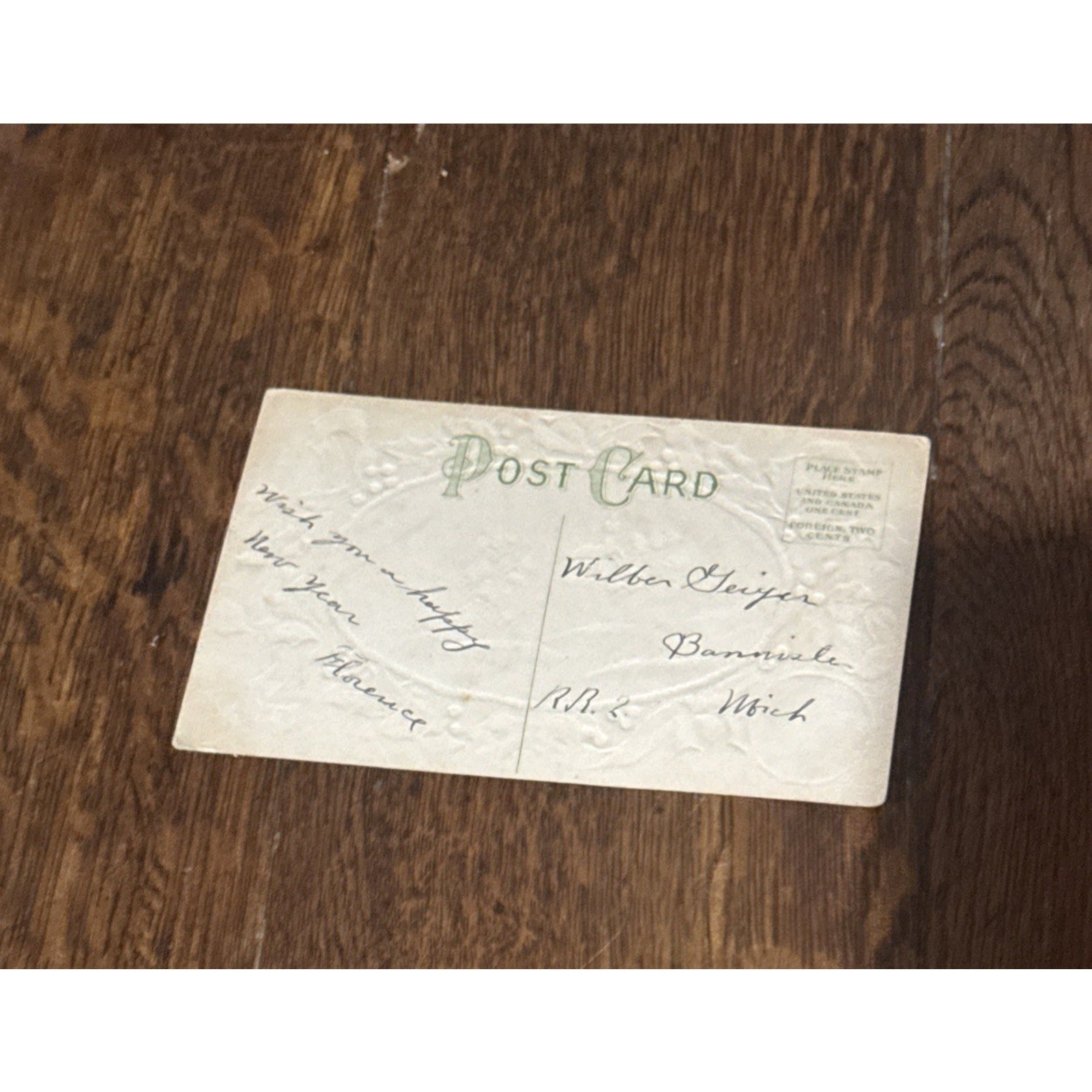 Vintage Happy New Year Postcard, Signed, Not Postmarked