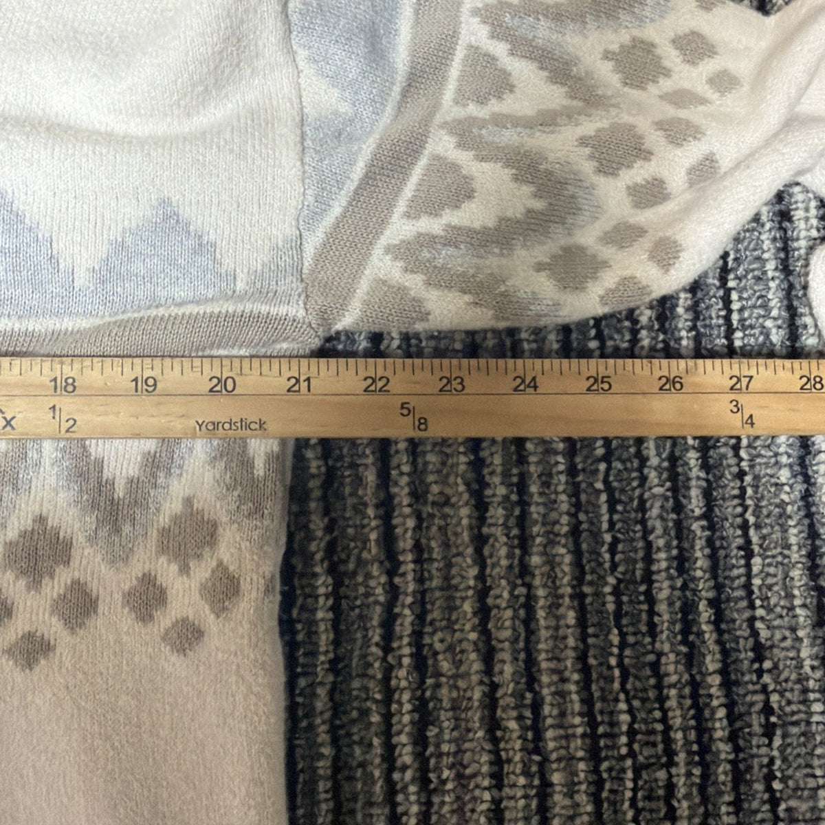 LOFT Fair Isle Knit Super Soft Sweater Blue Cream Sz.M Stretch