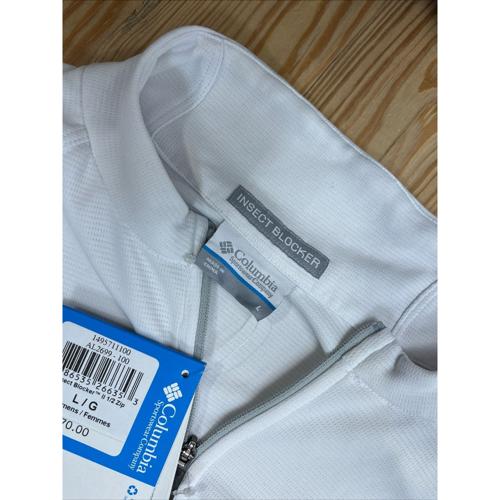 NWT Columbia Sportswear Lightweight Jacket Insect Blocker 1/2 Zip Size L White