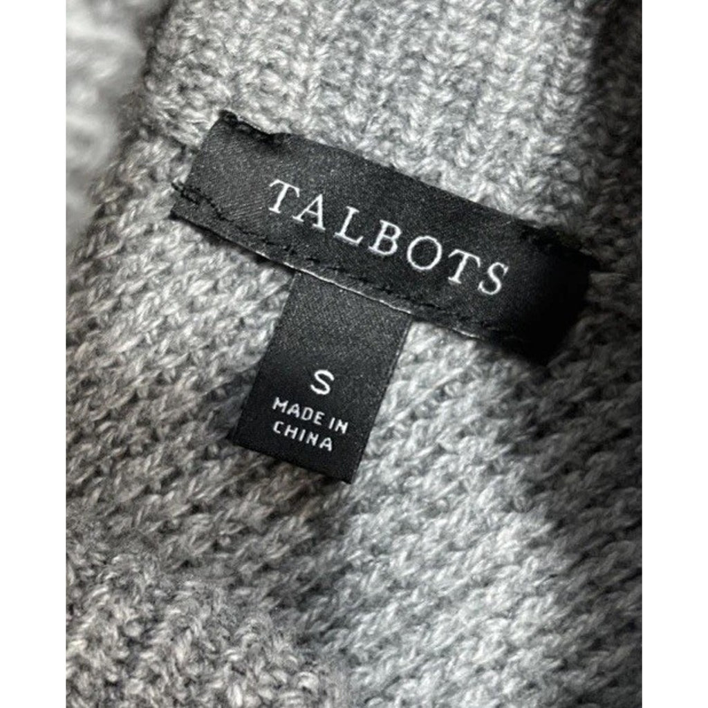 Talbots Mixed Stitch Gray Wool Blend Mock Neck Ribbed Sweater Medium Women's