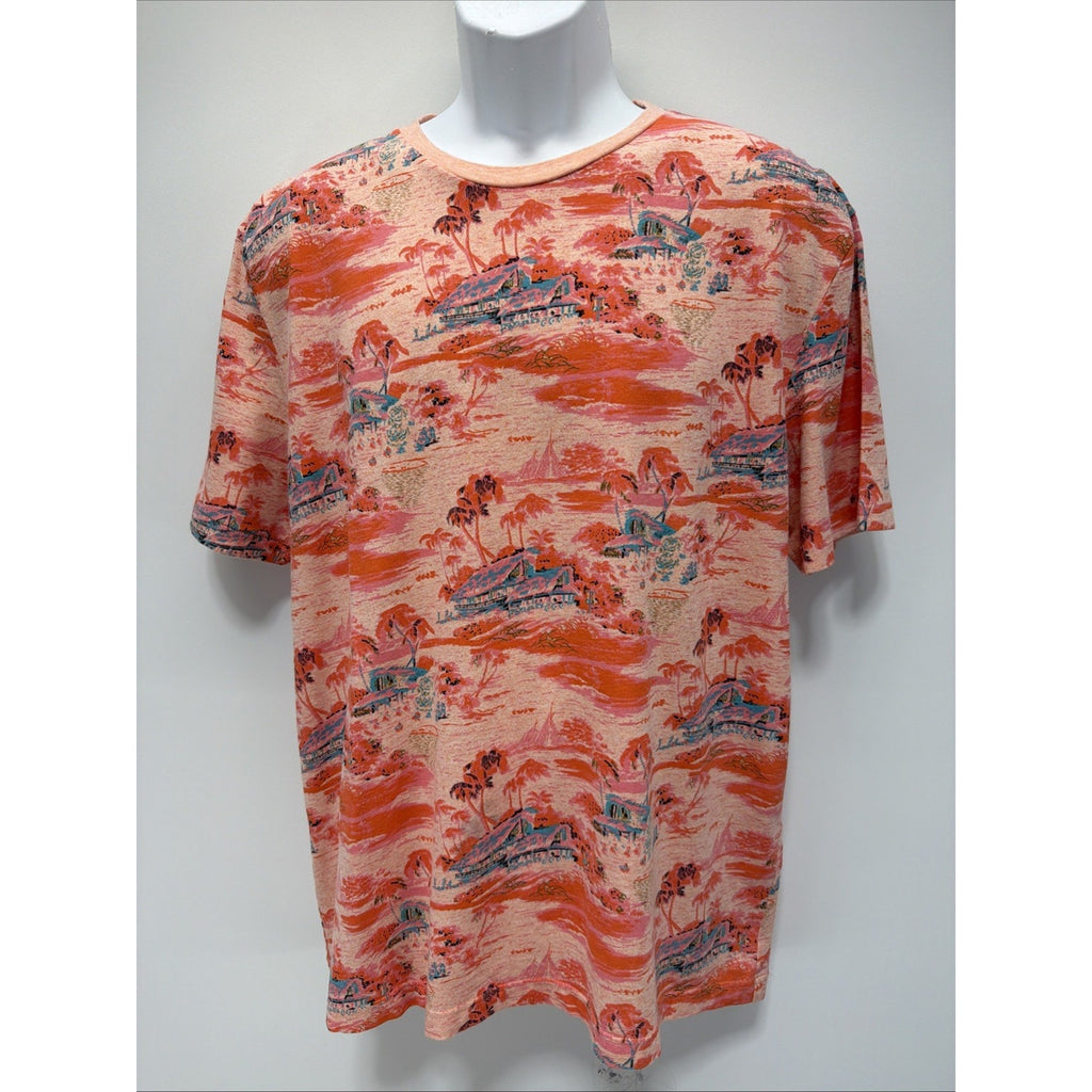 American Classic Hilfiger T Pink Shirt Palm Tree Island Beach Print Men's SizeXL