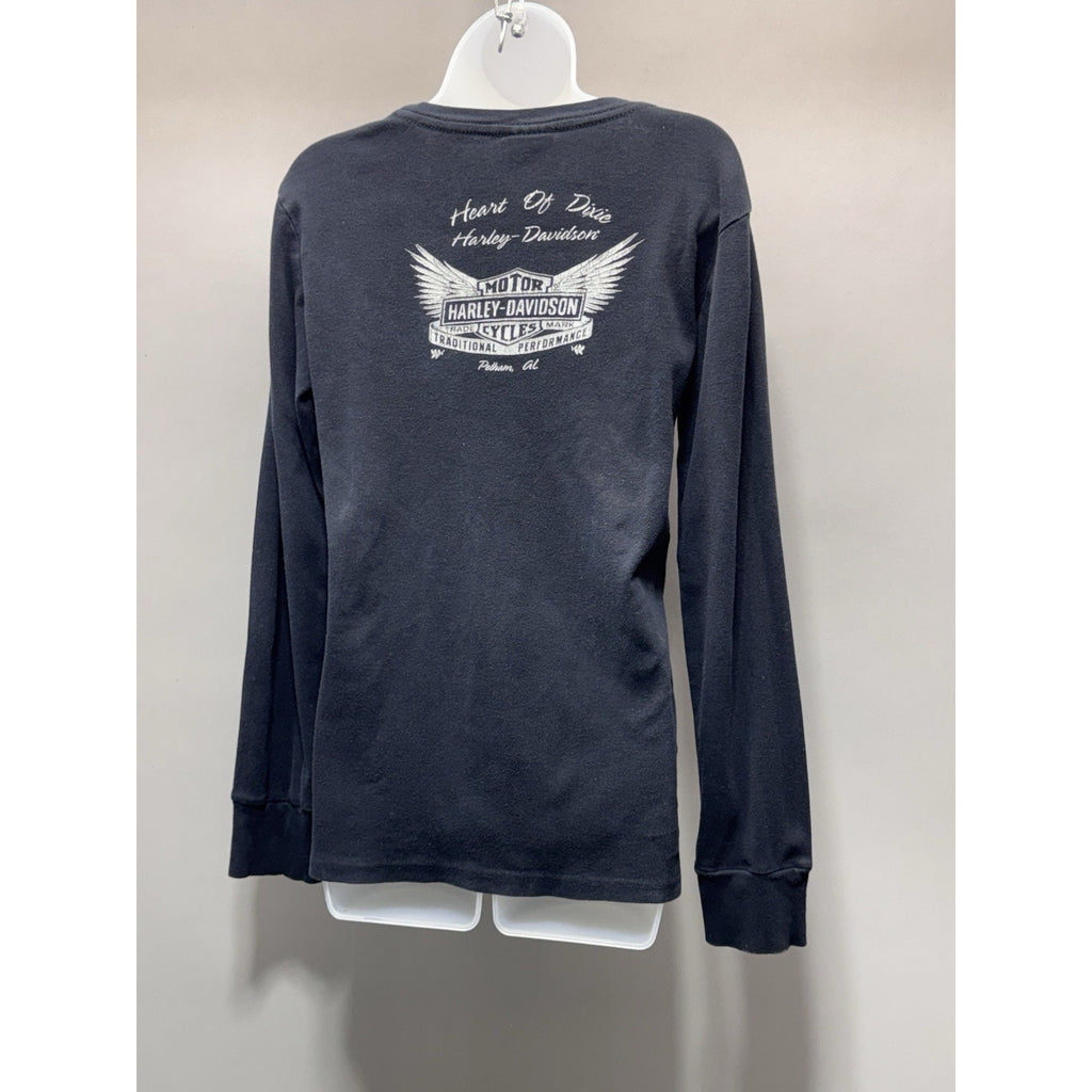 Heart Of Dixie Harley Davidson Black Long Sleeve T-shirt Women’s Size L Alabama