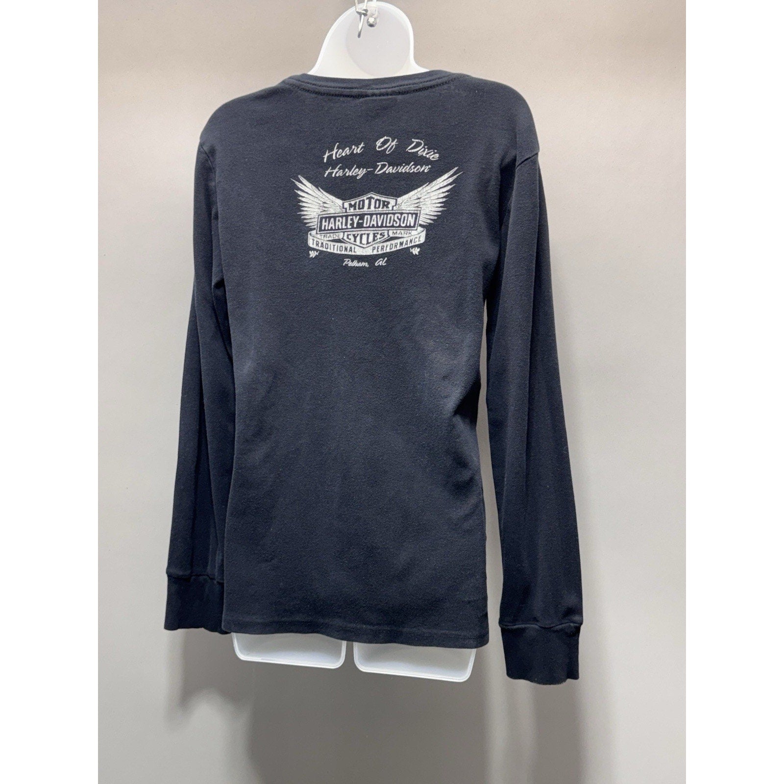 Heart Of Dixie Harley Davidson Black Long Sleeve T-shirt Women’s Size L Alabama