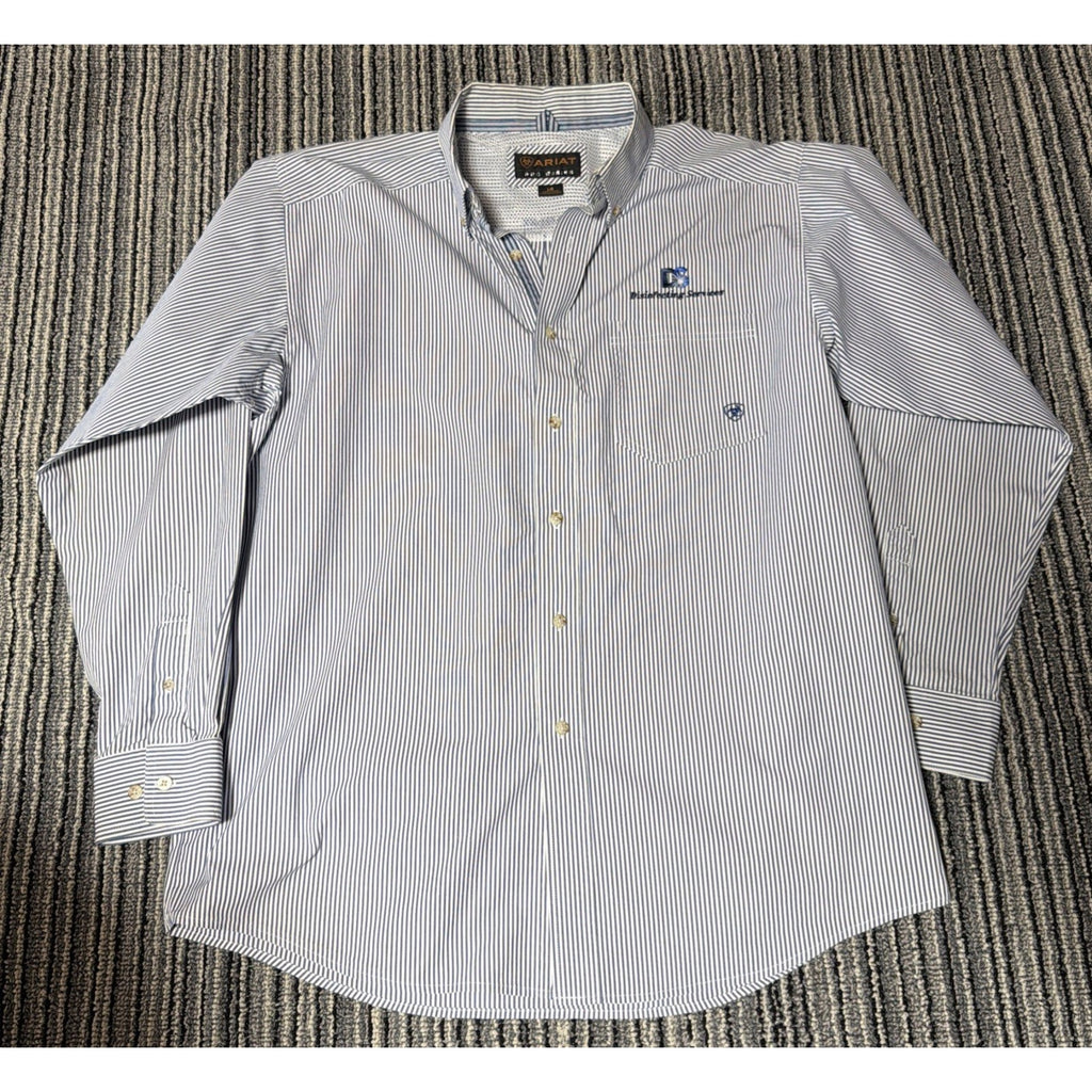 Ariat PRO Disinfecting Services Men's L Dayne Striped Long Sleeve Shirt NWOT