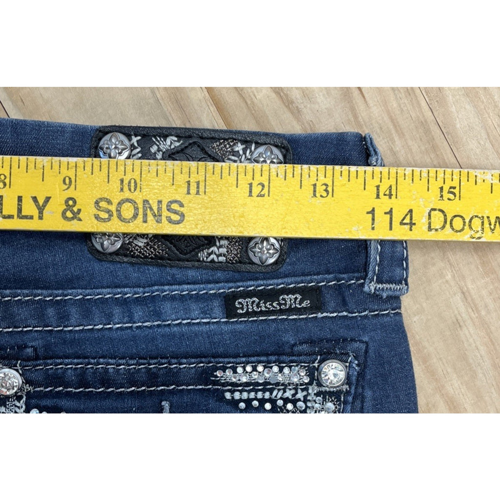 Miss Me Jeans Womens 26 Thick Stitch Stretch Mid Rise Straight Med Wash