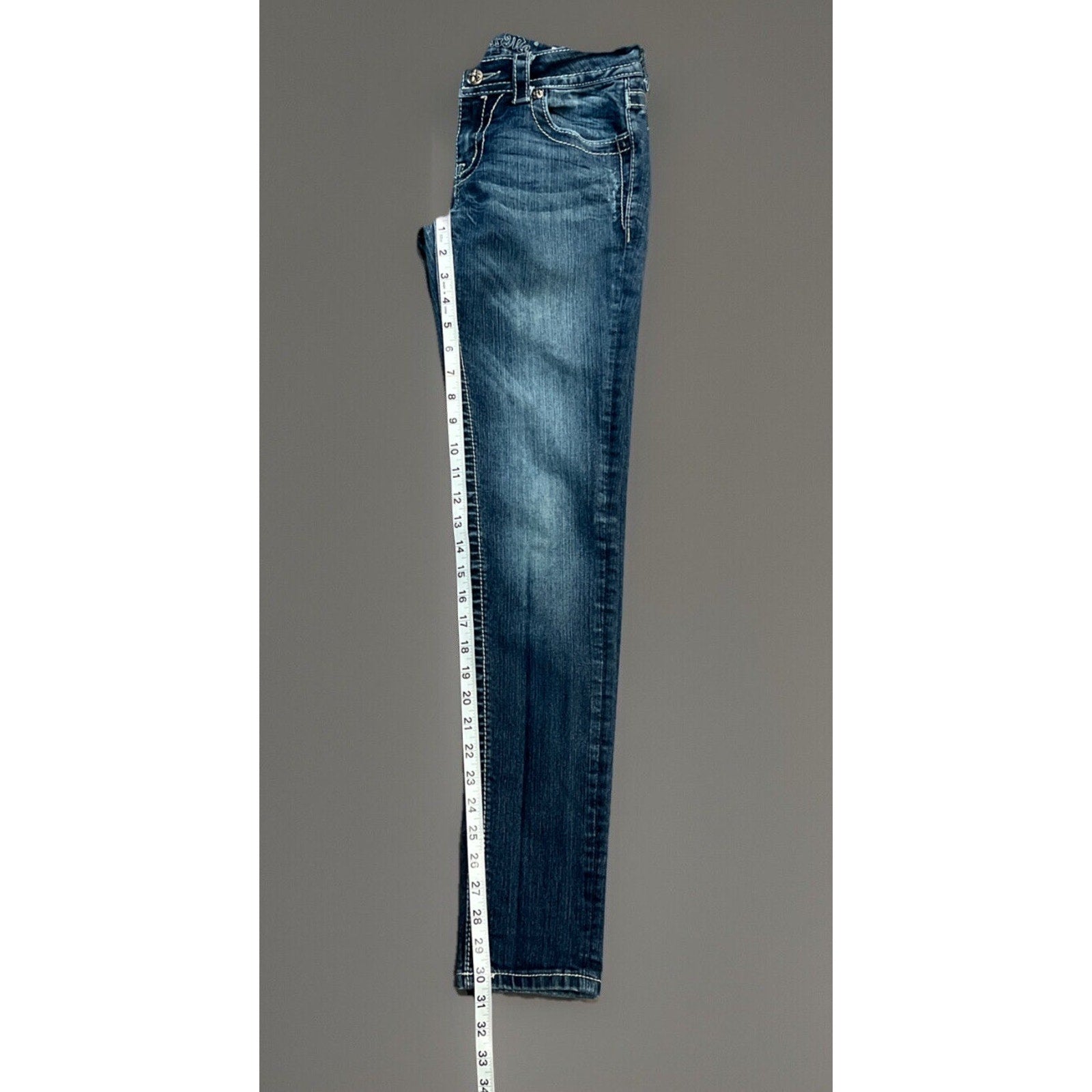 Miss Me Embroidered Rhinestone Fleur de Lis 5 Pocket Skinny Jeans Size 27 29x31