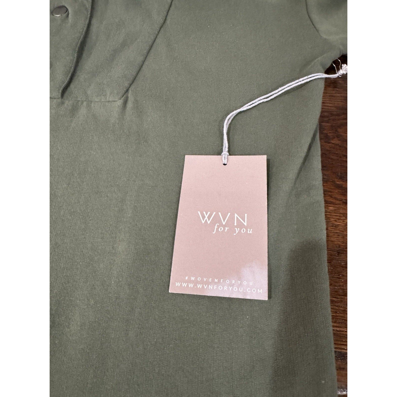 WVN For You Wilder Dress Small Thyme Green Organic Cotton Mock Neck NWT