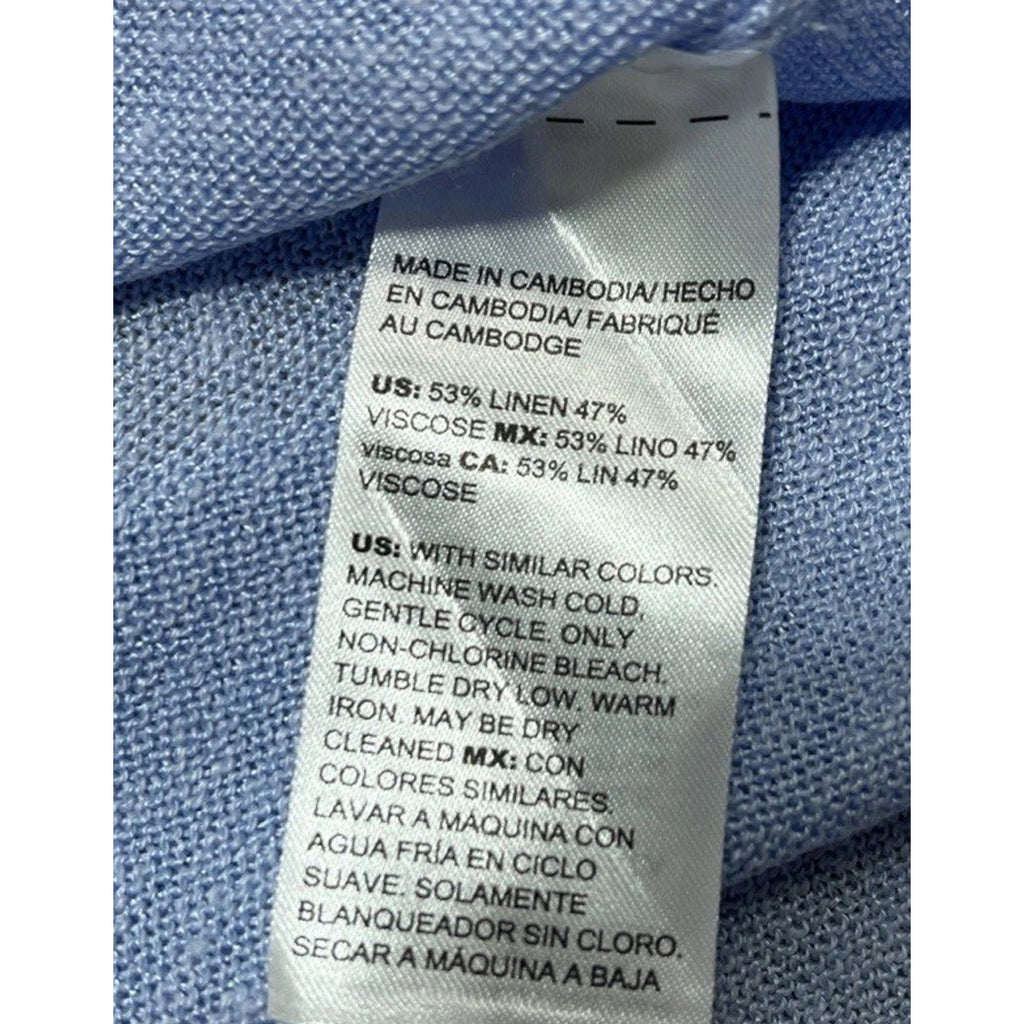 NWT Chicos Pullover Lightweight V Neck Linen Sweater Norwegian Blue Size 2P LP