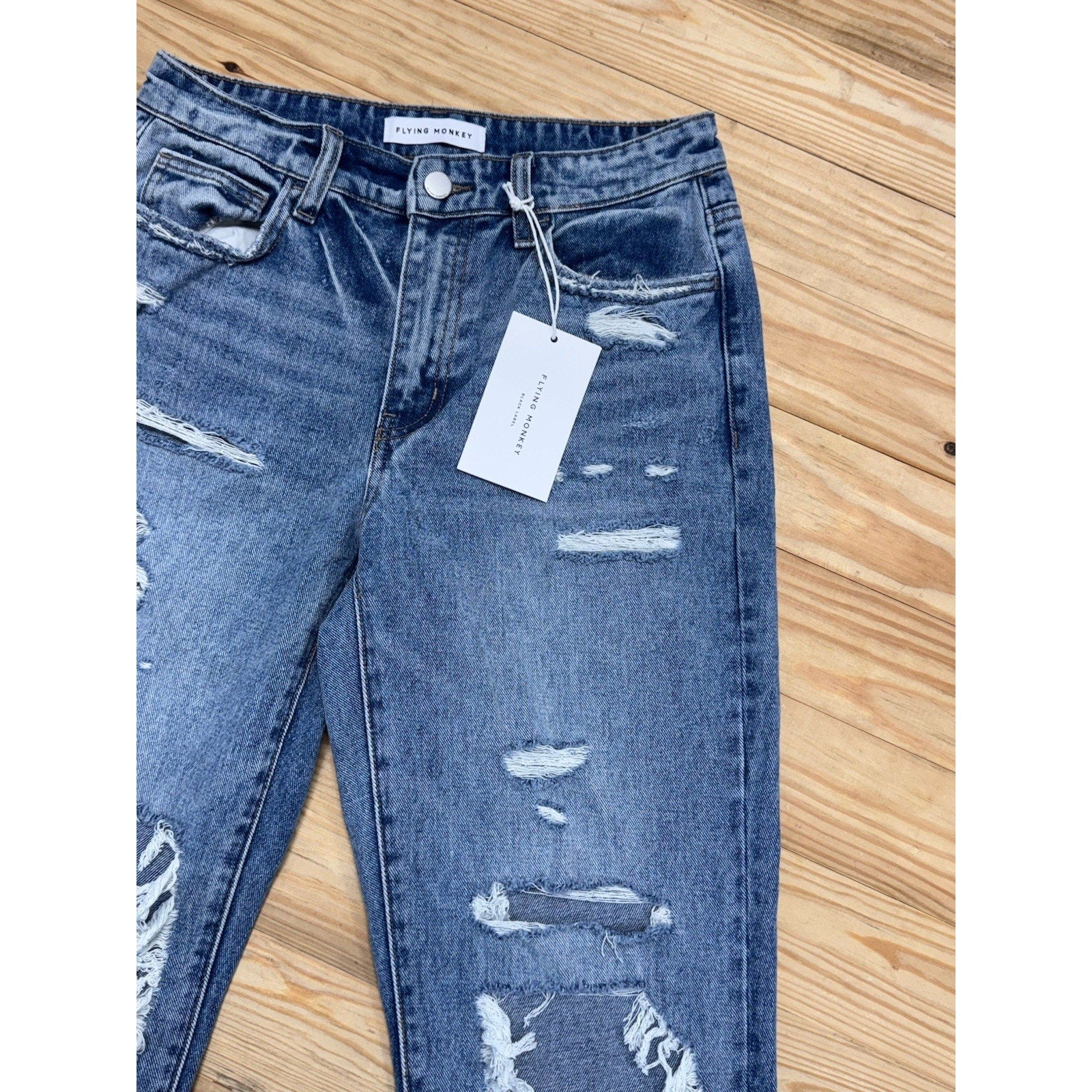 Flying Monkey Black Label Woman’s Size 26 New Tags 27.5” Inseam Blue Denim NWT