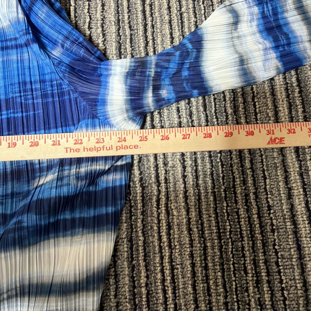 Chico’s Collection Ocean Stripe Jacket Women’s XL Crinkle Satin Open Front NWT