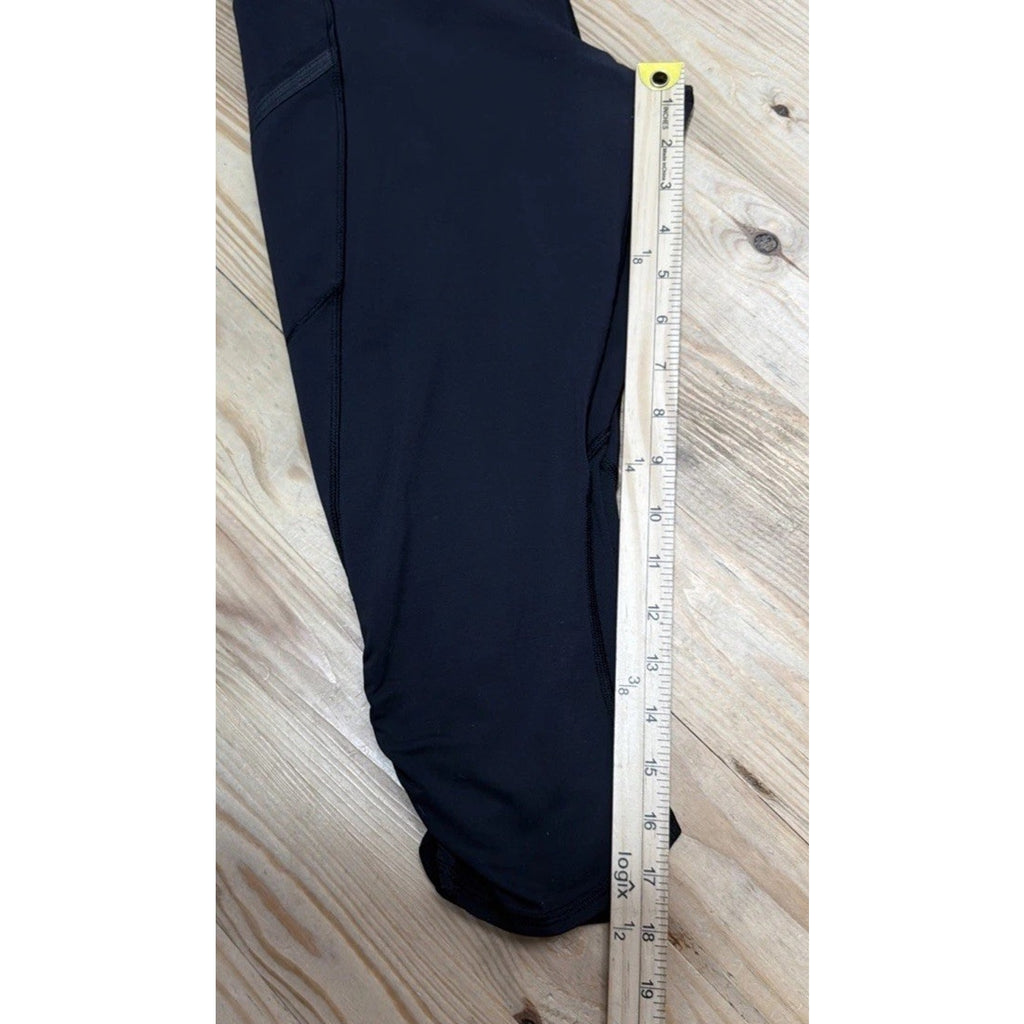 Lululemon Leggings Women's 6 Black Pink Floral Waist Band Cropped Capri Pants