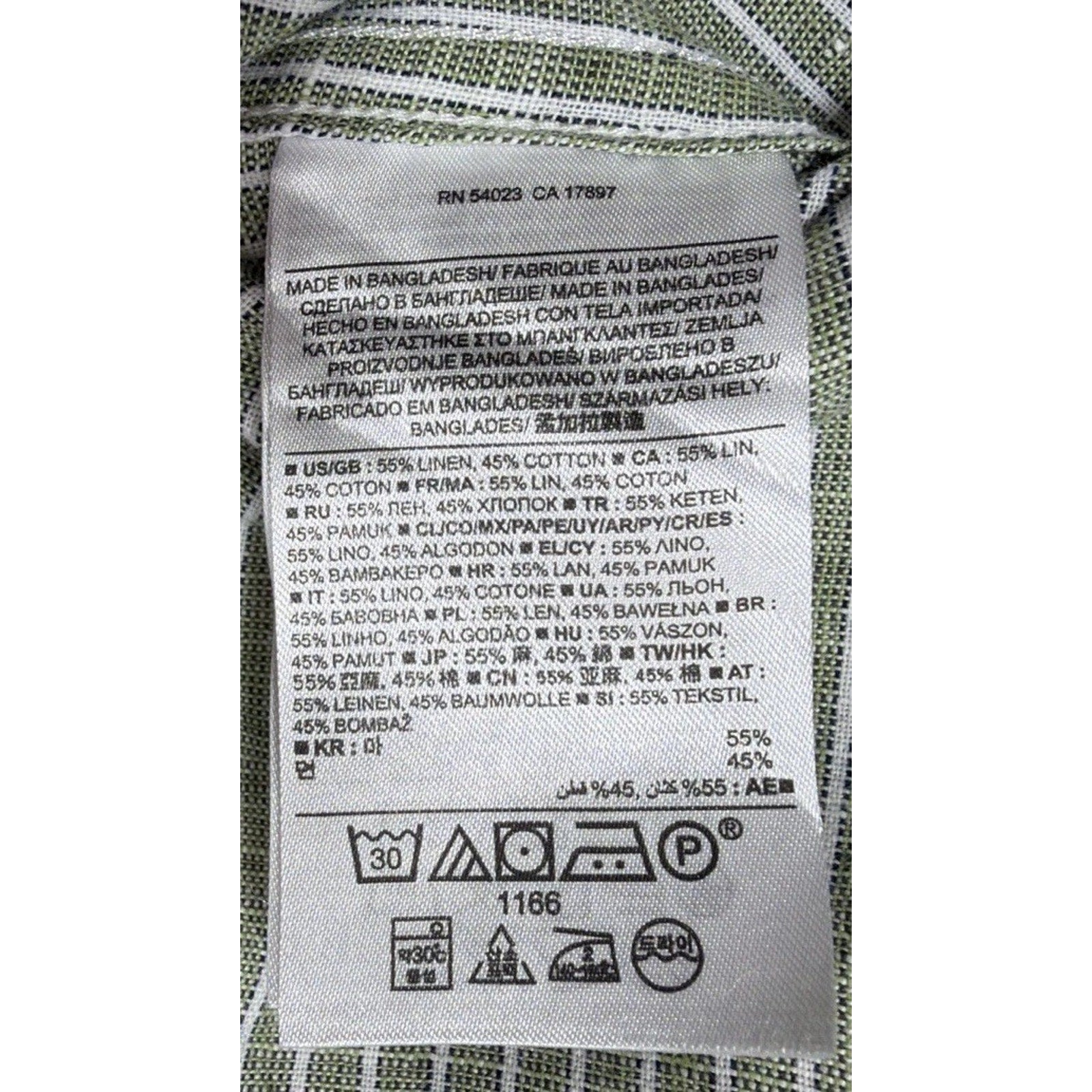 Men’s Shirt Banana Republics Slim Fit Linen Striped Green XL