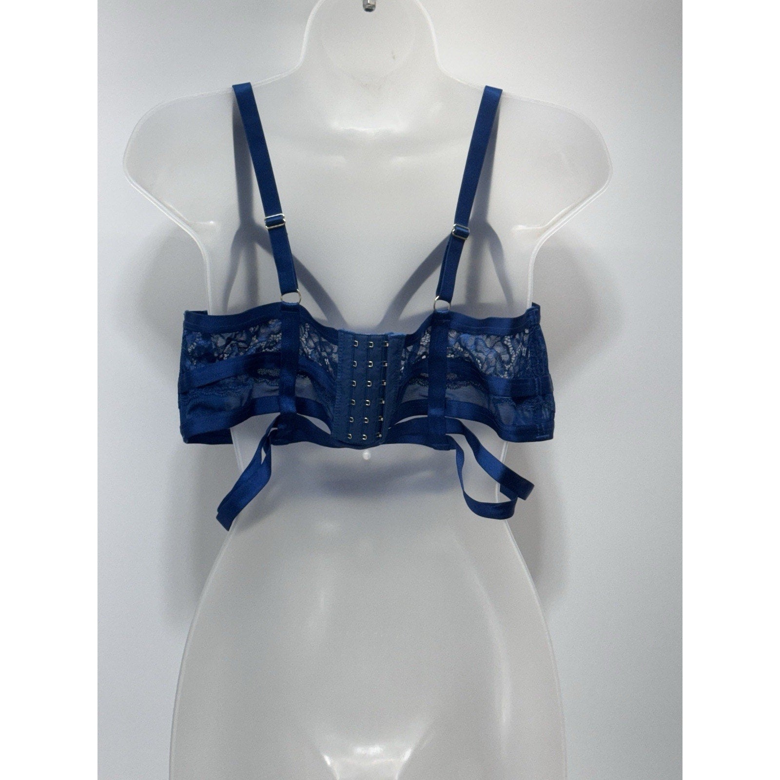 Torrid CAGE UNDERWIRE LONGLINE BRALETTE - LACE BLUE Size 1 Large NWT