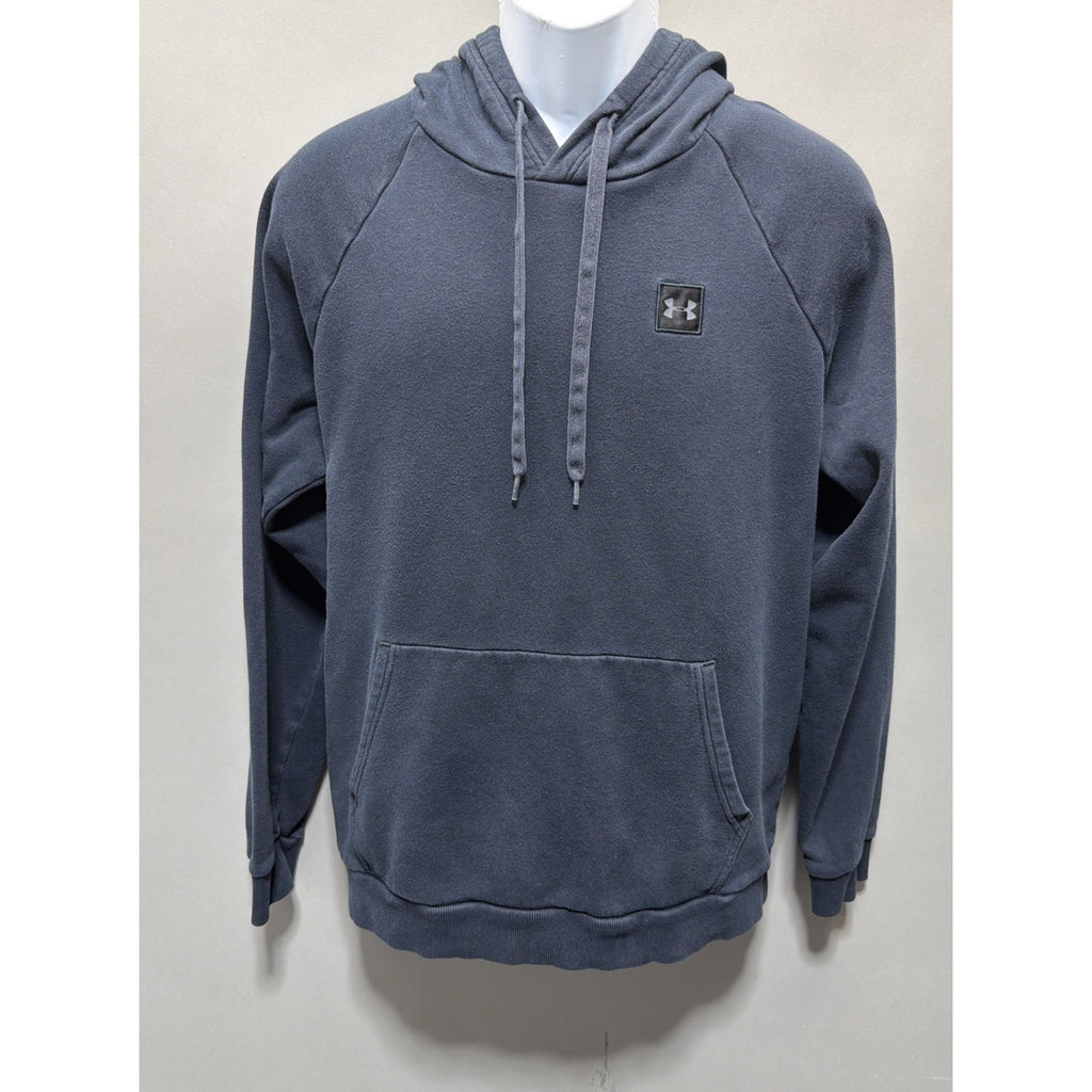Under Armour Cold Gear Mens L Fleece Hoodie Blue Front Pocket Embroidered Logo