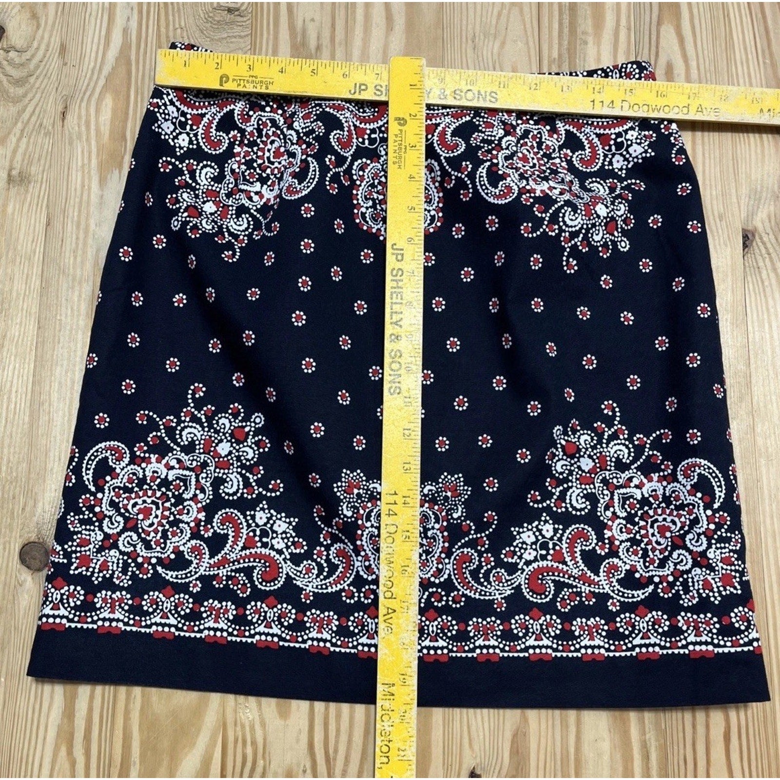 Talbots Pencil Skirt Womens Sz 6 Multi Paisley Cotton Lined Regular Fit Side Zip