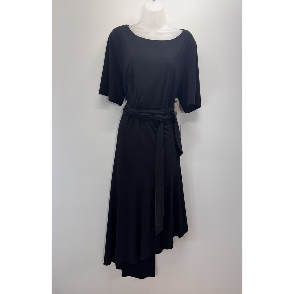 Adrianna Papell Black High Low Short Sleeve Belted Dress Women’s Size 20W NWT