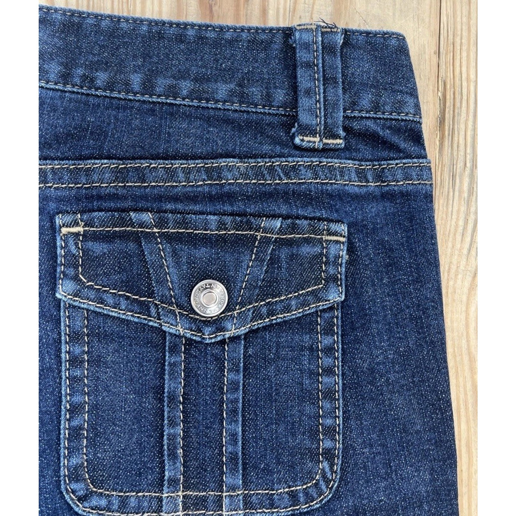 Ann Taylor Modern Fit Lindsay Waist Cropped Flap Pocket Dark Denim Jeans Size 6