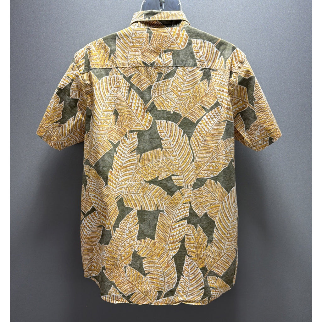 Men's Columbia Hawaiian Tropical Leaf Shirt M Button Up Shirt Sleeves Collared
