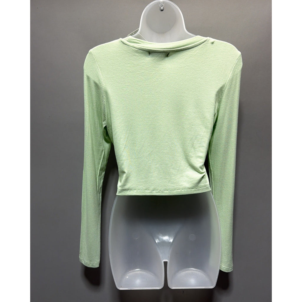 SWS Essentials Ribbed Long Sleeve Crop Green Juniors M NWT