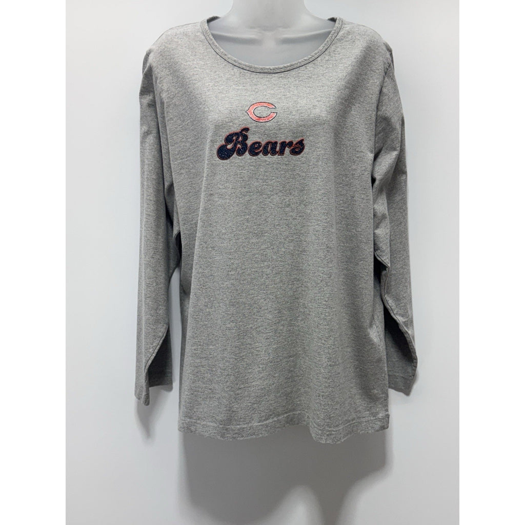 CHICAGO BEARS NFL For Her Gray Cotton Long Sleeve T-shirt Women’s Size 1X