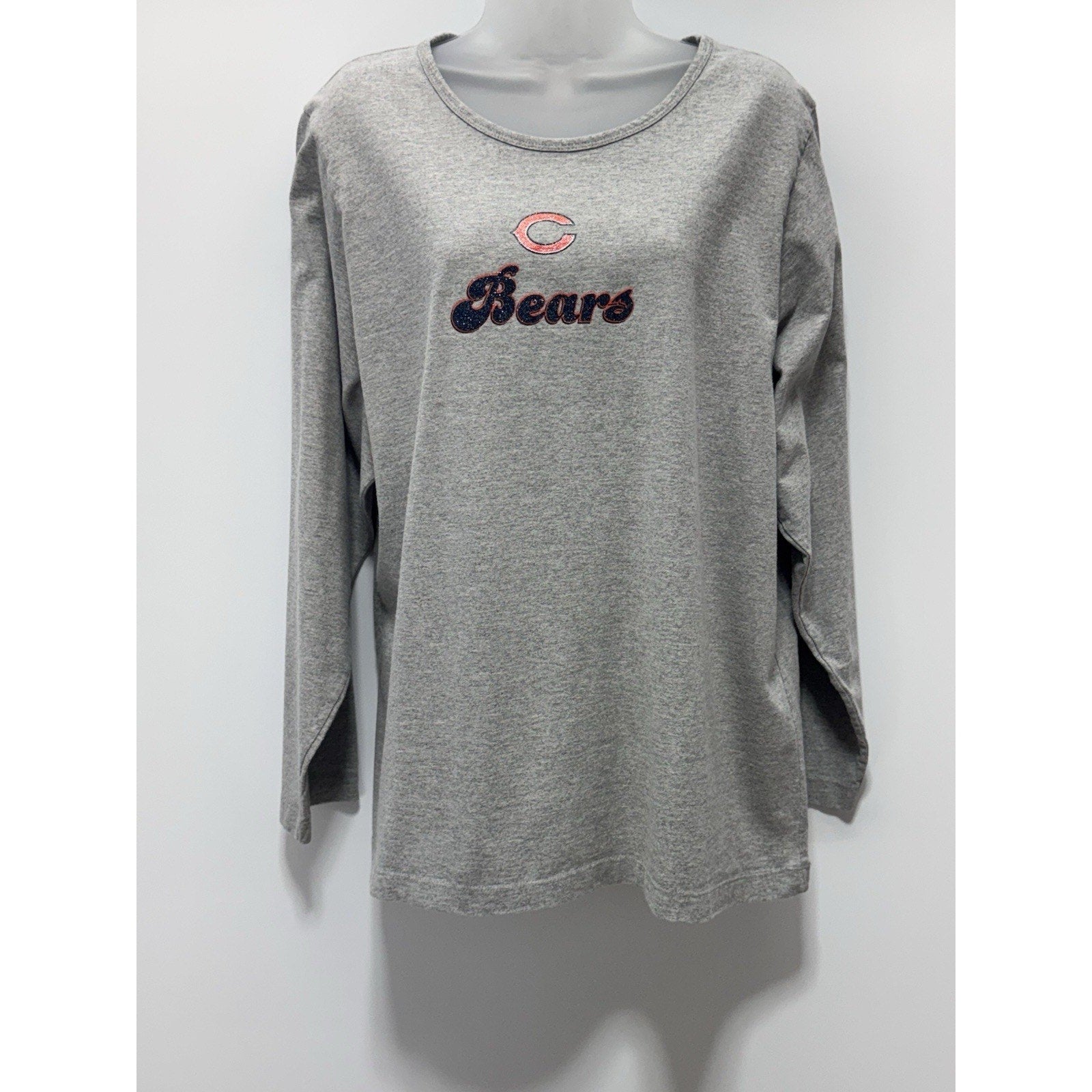 CHICAGO BEARS NFL For Her Gray Cotton Long Sleeve T-shirt Women’s Size 1X