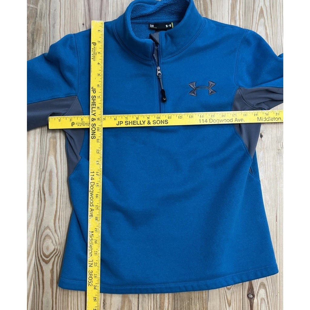 UNDER ARMOUR Teal and Gray Fleece Lined Semi Fitted Quarter Zip Size S