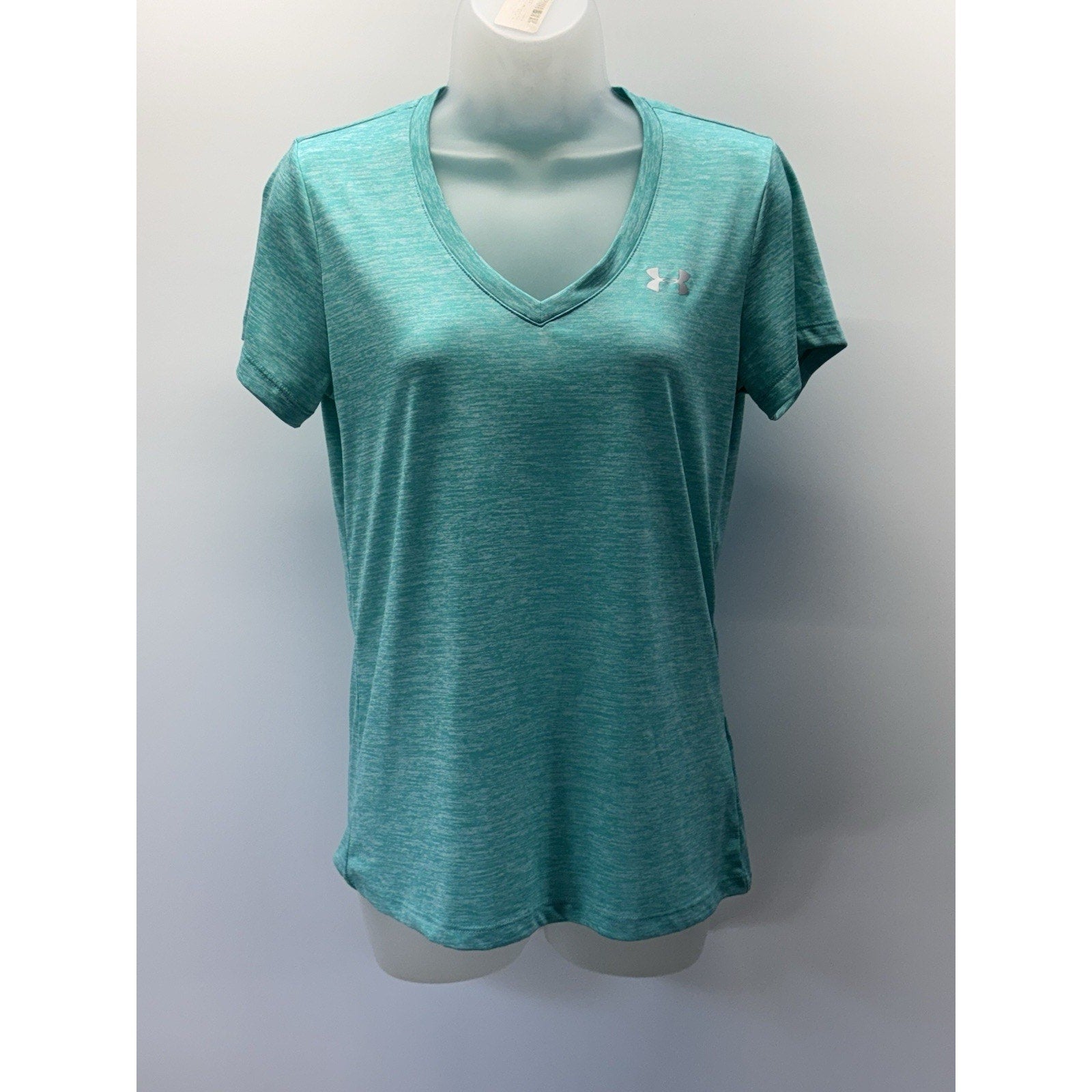 Under Armour Heatgear V-Neck Heather Green Short Sleeve T-Shirt Women’s Size S