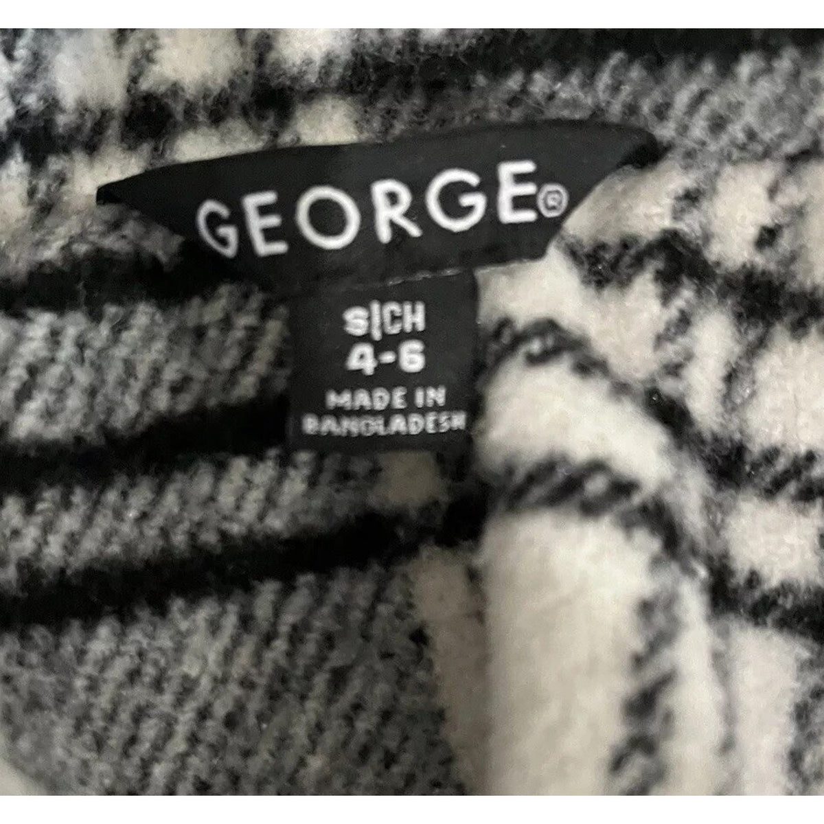 George Plaid Peacoat Size Small Black White Pockets Buttons