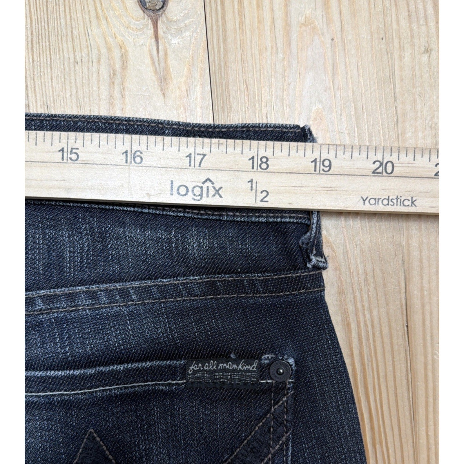 7 for All Mankind Standard Button Fly Jeans Size 38x34 Blue Denim Made USA