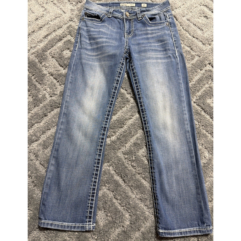 BKE Harper Cropped Jeans Womens Size 27 Casual Western Straight Leg Blue Denim