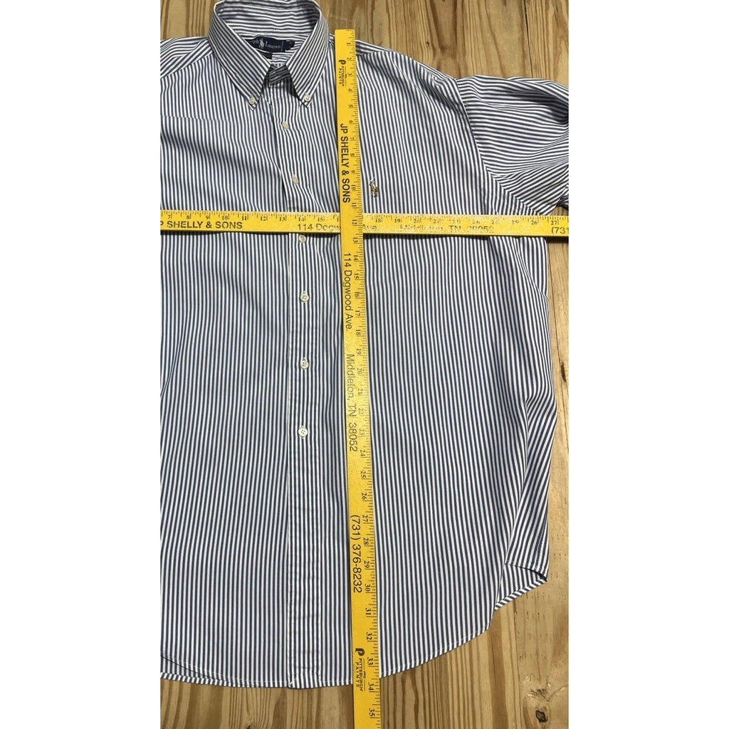 Ralph Lauren Yarmouth shirt men's XL white blue stripe button down Flesh Pony