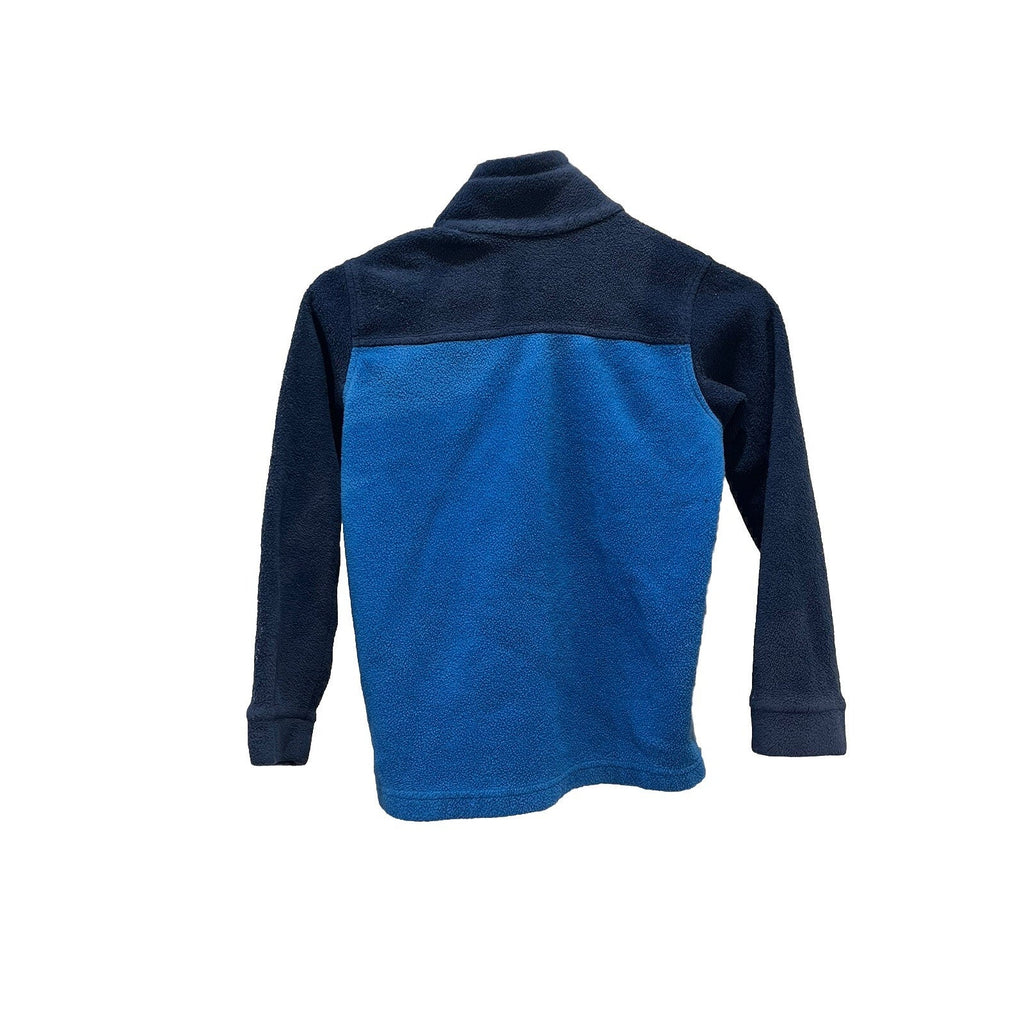 Columbia Full Zip Fleece Jacket Youth Size Small Blue Black Zip Pockets EUC